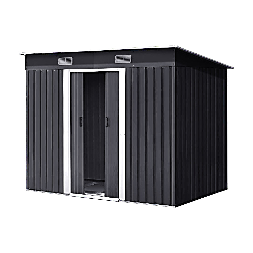 4x6ft Garden Steel Storage Shed with Sloped Top