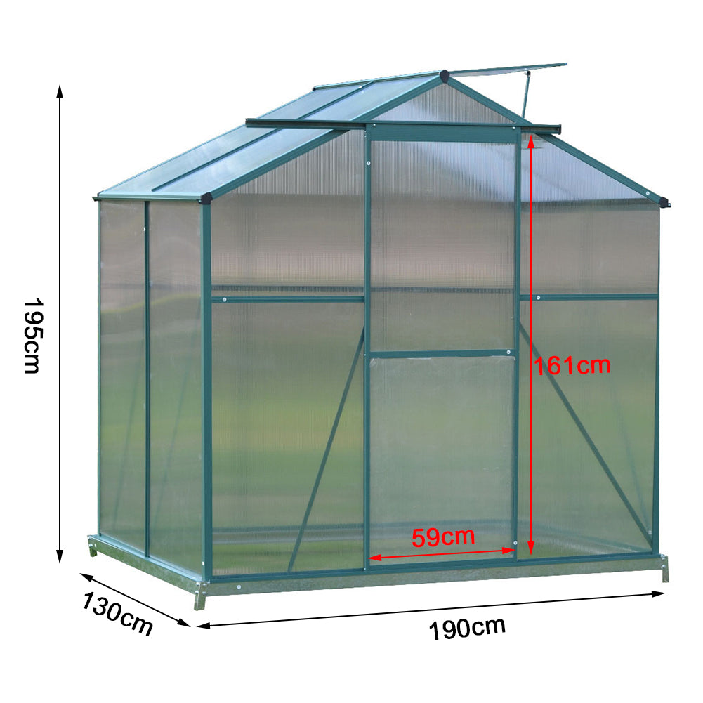 4x6ft Garden Greenhouse Green Framed with Vent