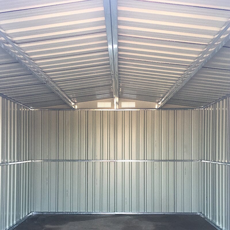 Interior Roof Detail of 8x8ft Black Garden Shed – Reinforced Gable Steel Frame