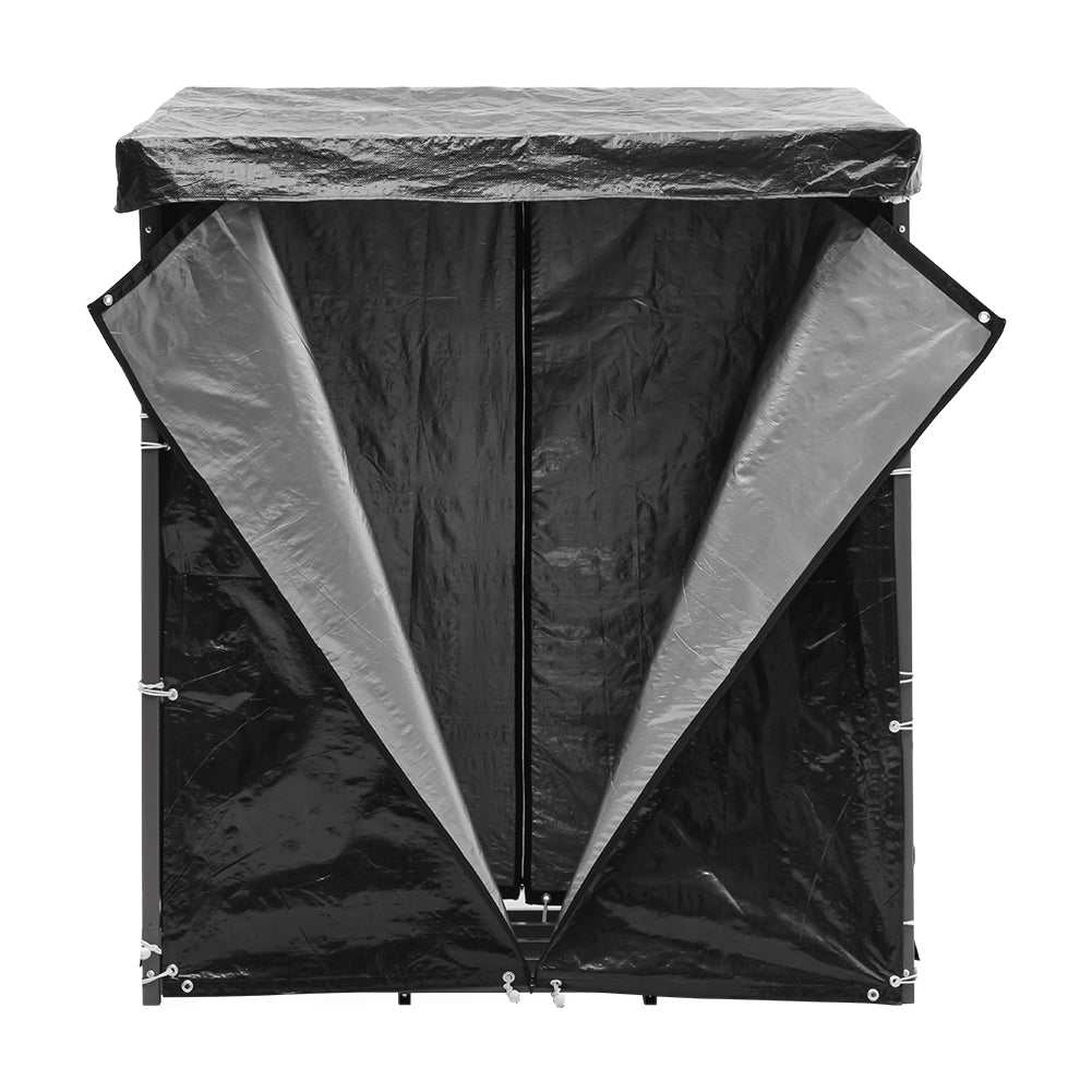 Mid-Size Firewood Holder with PE Tarp Roof – Durable Metal Rack for Garden Wood Storage