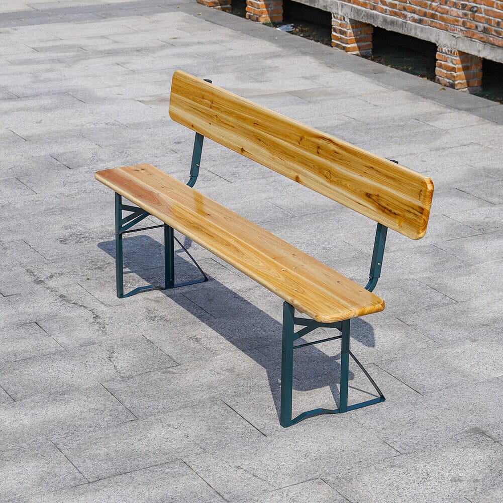 Set of 2 Folding Garden Benches with Backrest Cedar Wood Outdoor Bar Chairs Garden Benches Living and Home