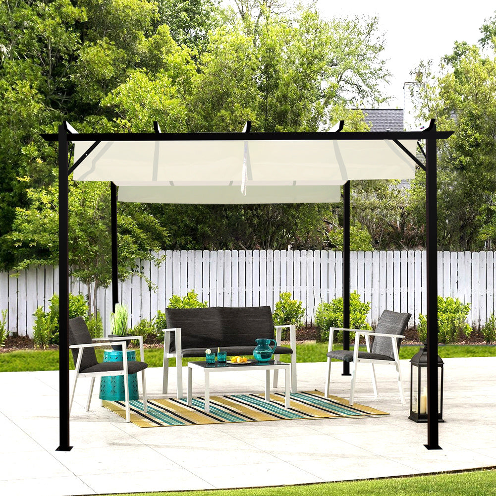 Outdoor Retractable Steel Pergola with Canopy