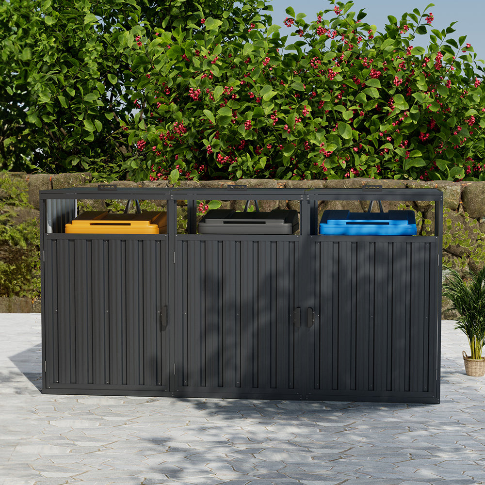 5/8x3ft Dark Grey Garden Metal Bin Storage Shed