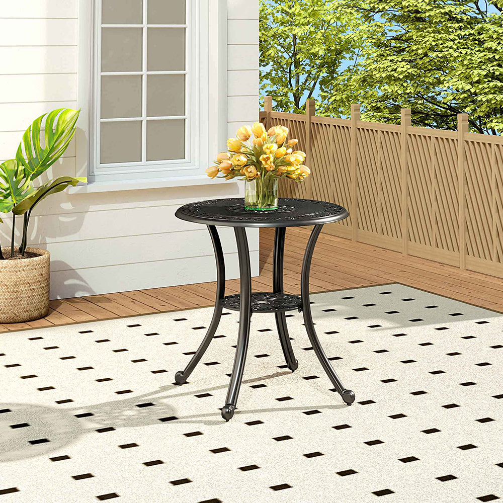 Black Garden Cast Aluminum Round Patio Table