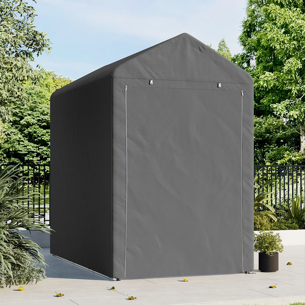 4x6ft Dark Grey Galvanized Tube Storage Shed