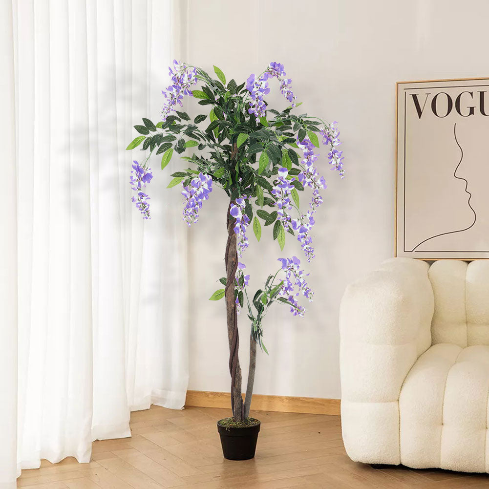120CM Height Artificial Plants Violet Flowers Tree with Pot