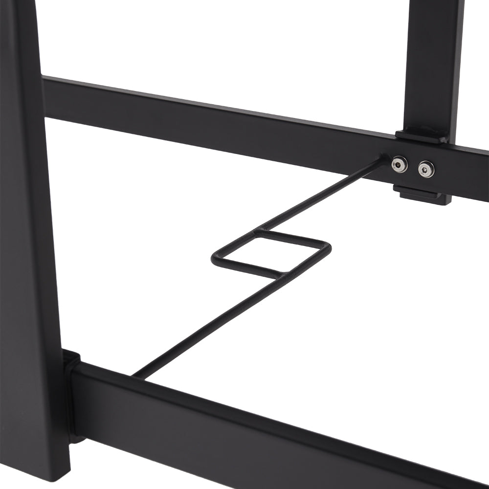 Close-Up of Black Slatted Metal Tabletop – 80cm Garden Table Detail