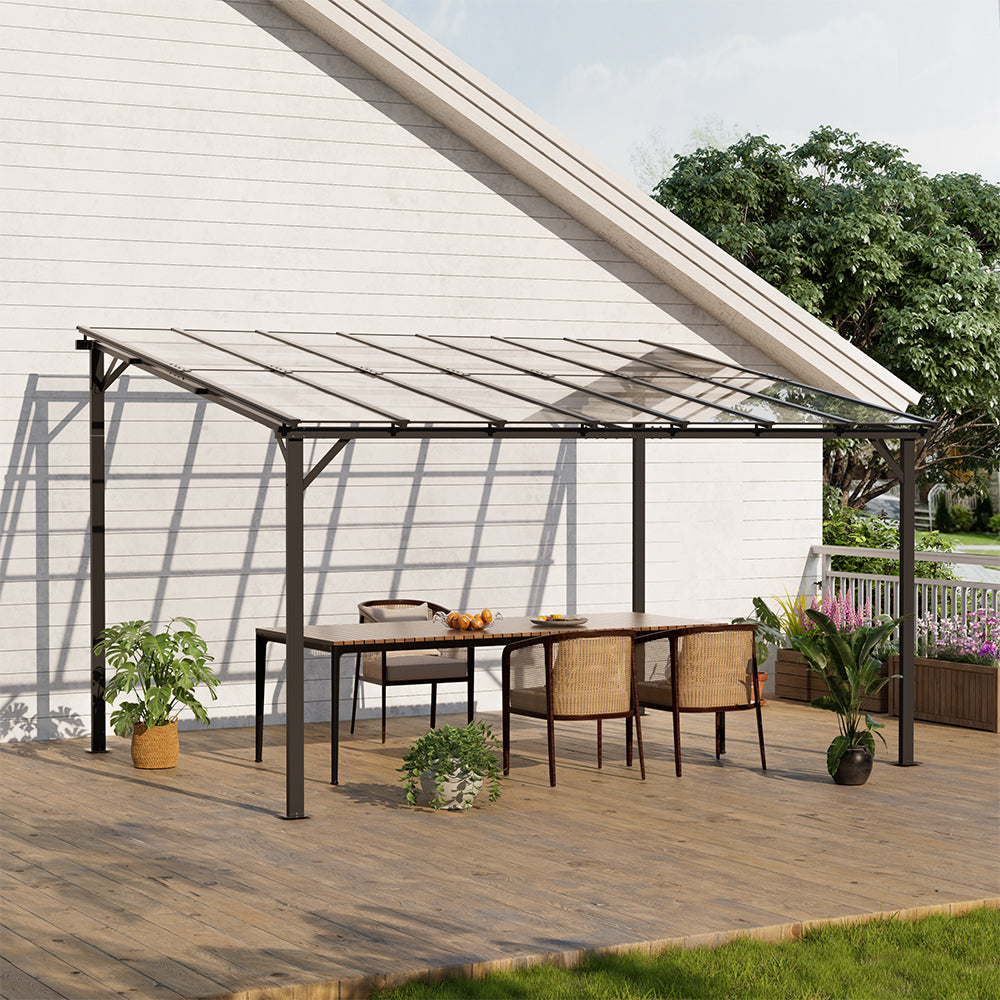 Large 12x10ft Wall-Mounted Garden Awning Providing Shade on Terrace
