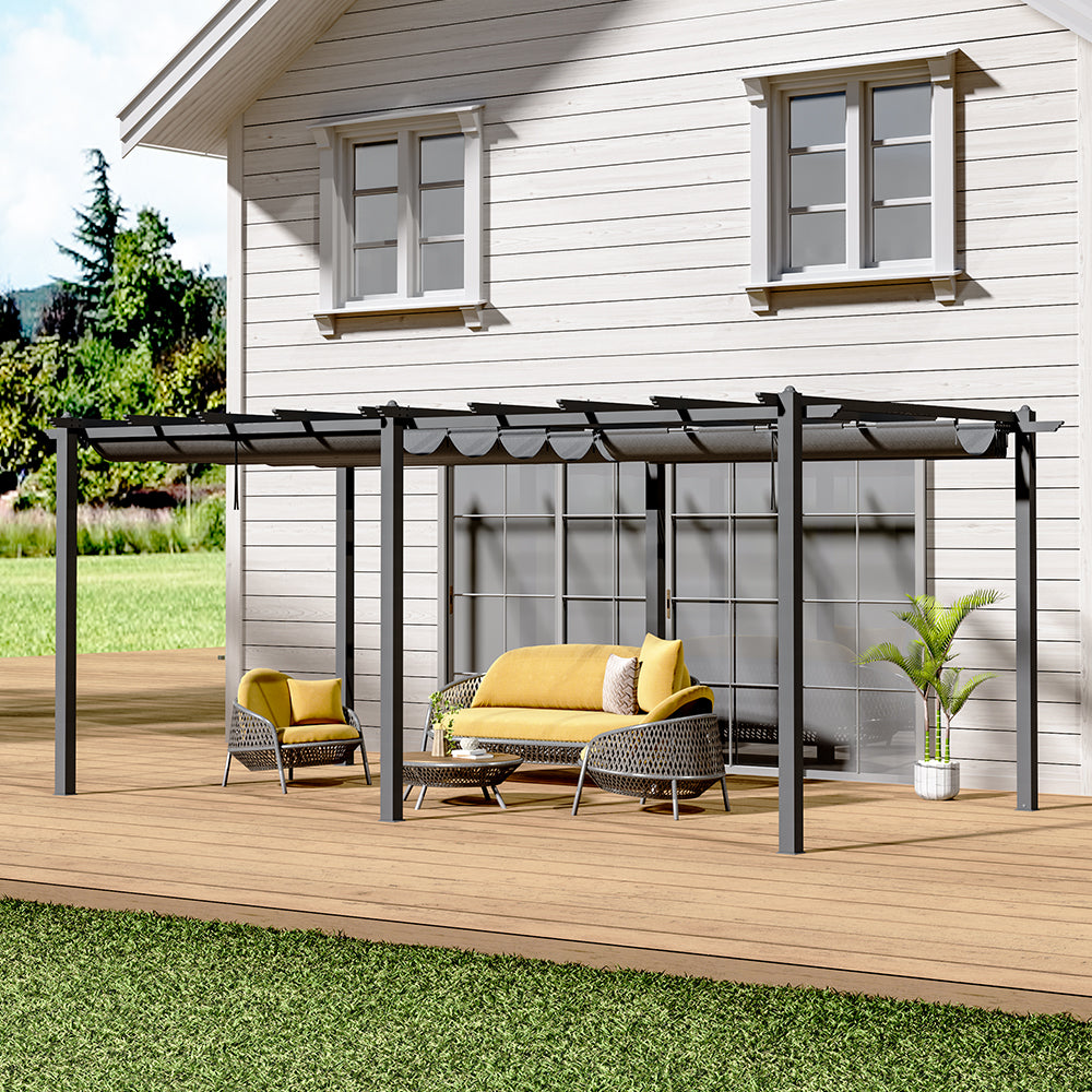Charcoal Grey 6x3m Pergola Over Patio Dining Set – Stylish Outdoor Living Area