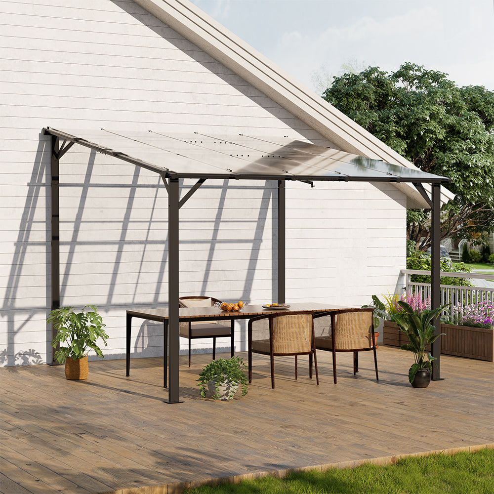 Wall-Fixed 10x10ft Canopy in Backyard Terrace for Outdoor Sun Protection
