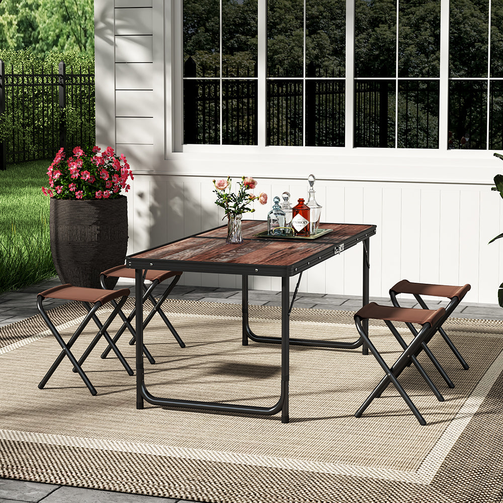 Outdoor Foldable Camping Table with Four Stools