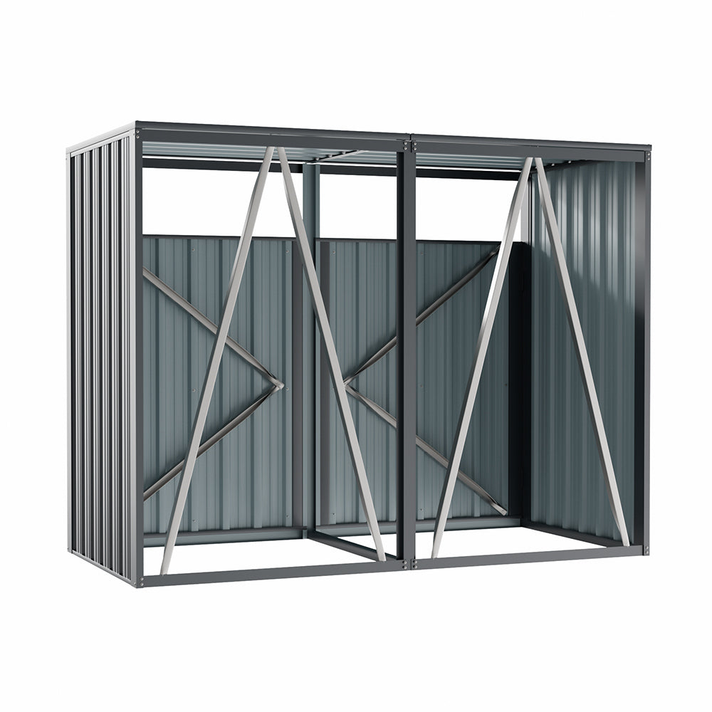 5/8x3ft Dark Grey Garden Metal Bin Storage Shed