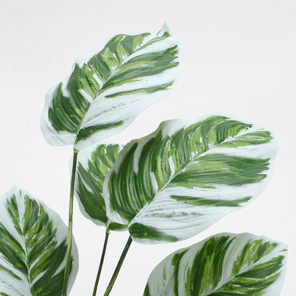 Simulated Plants 9 Heads White Oil Painting Arrowroot Potted Plants