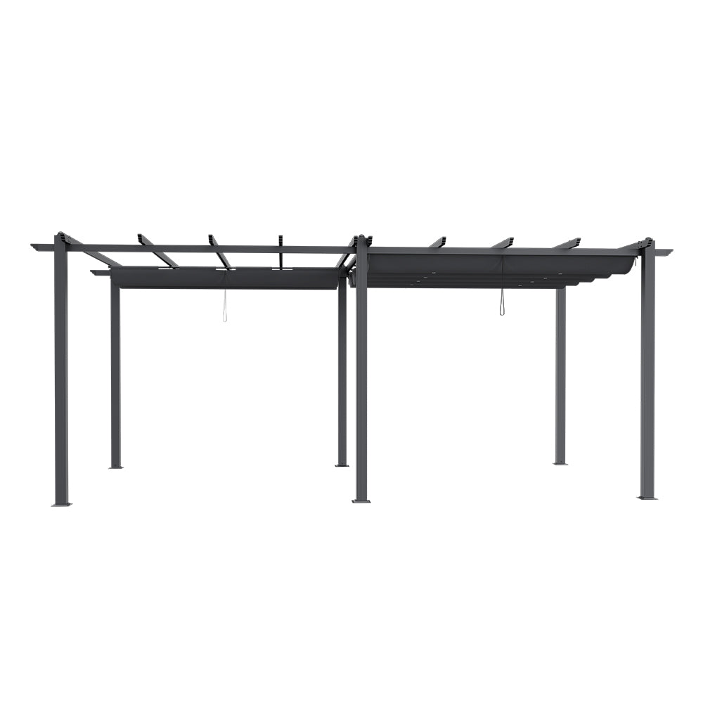 6x3m Modern Aluminum Pergola with Grey Retractable Canopy – White Background View