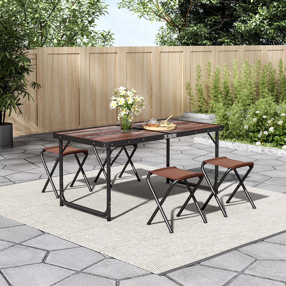 Outdoor Foldable Camping Table with Four Stools