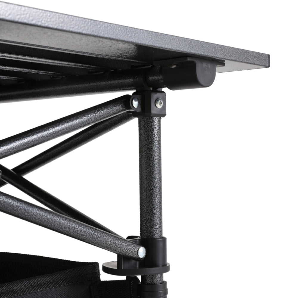 Folding Camping Table with Adjustable Height and Storage Basket