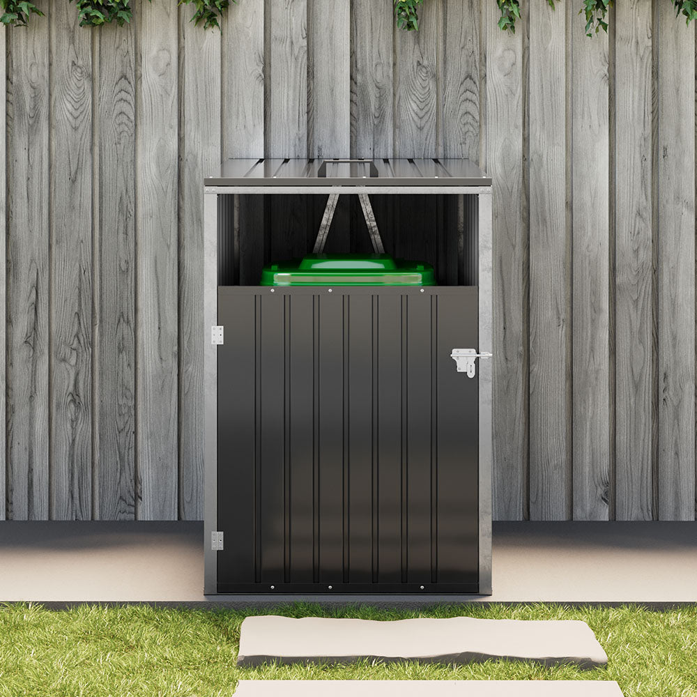 3x3ft Charcoal Black Outdoor Galvanized steel Garbage Can Storage Shed