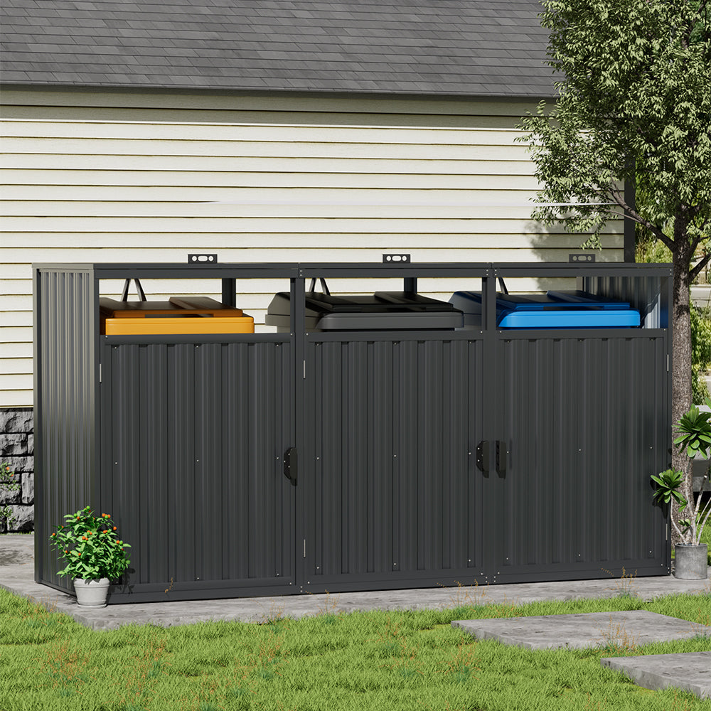 5/8x3ft Dark Grey Garden Metal Bin Storage Shed