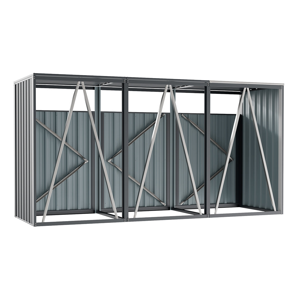 5/8x3ft Dark Grey Garden Metal Bin Storage Shed