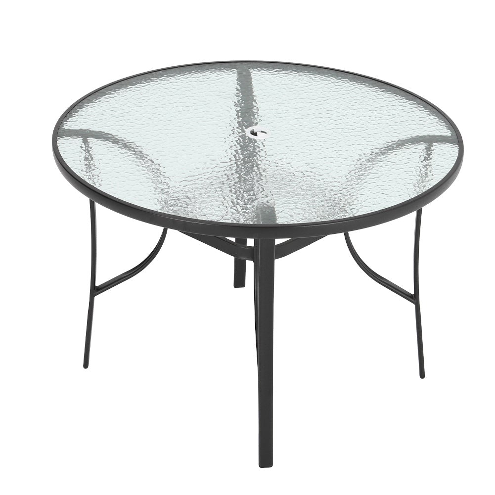 Garden Ripple Round Table With Umbrella Hole Or 4/6 Stacking Chairs GARDEN DINING SETS Living and Home Only Black Table
