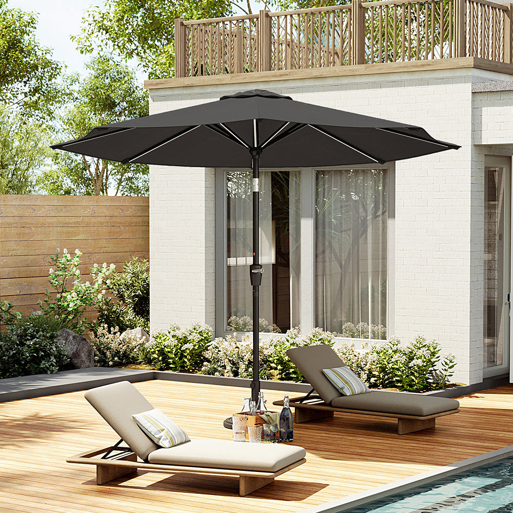3M Garden Parasol Umbrella with Solar Strip LED Lights