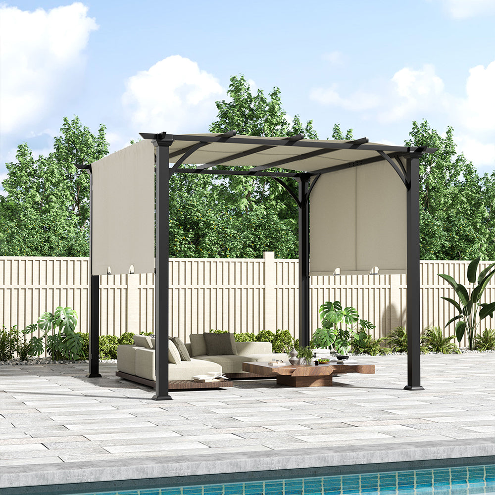 9.8 ft Retractable Pergola on Backyard Patio – Perfect for Outdoor Relaxation