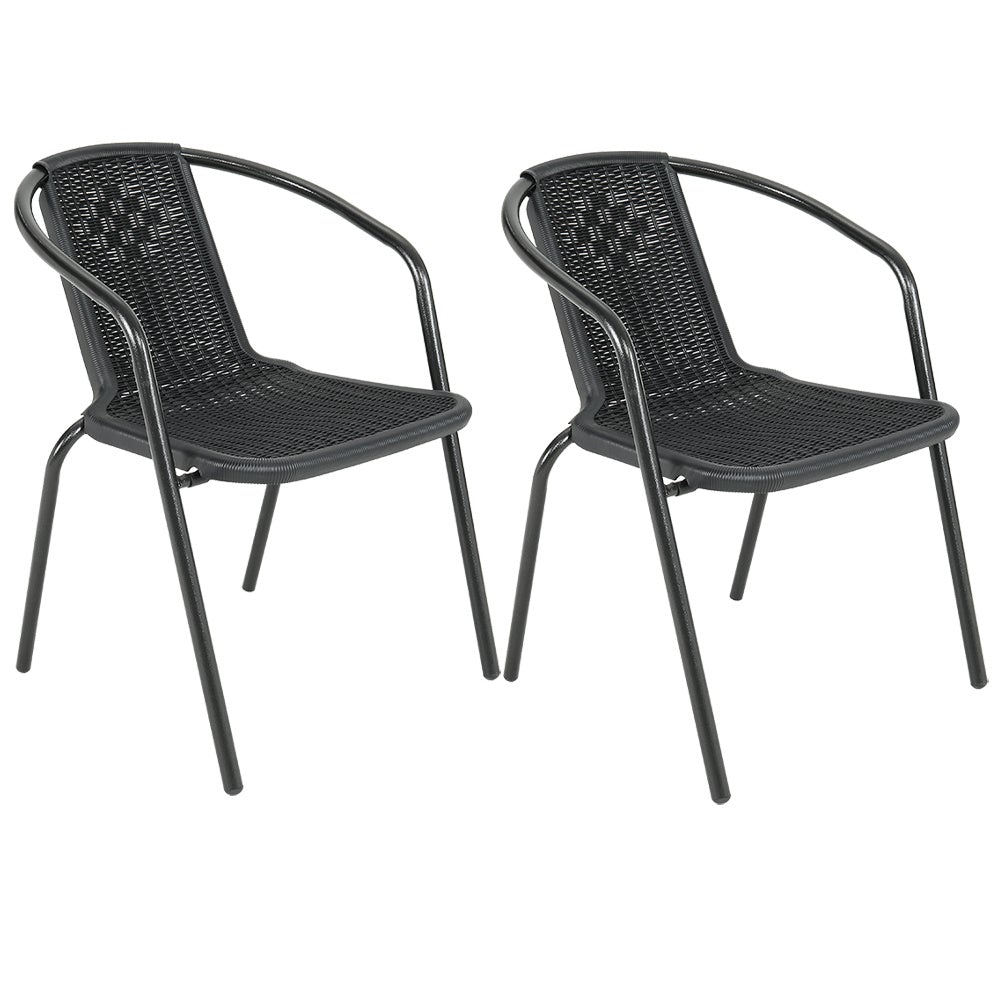 Garden Ripple Round Table With Umbrella Hole Or 2/4/6 Stacking Chairs Garden Dining Sets Living and Home Only 2Pcs Black Chairs