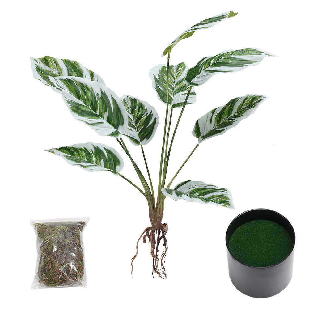 Simulated Plants 9 Heads White Oil Painting Arrowroot Potted Plants