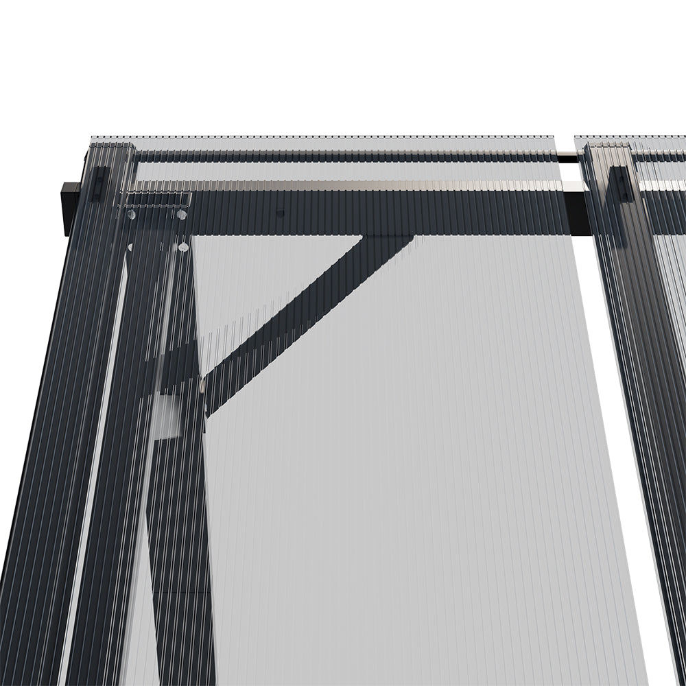 Diagonal Overhead View Showing Aluminum Frame and Roof Detail on 12x10ft Canopy