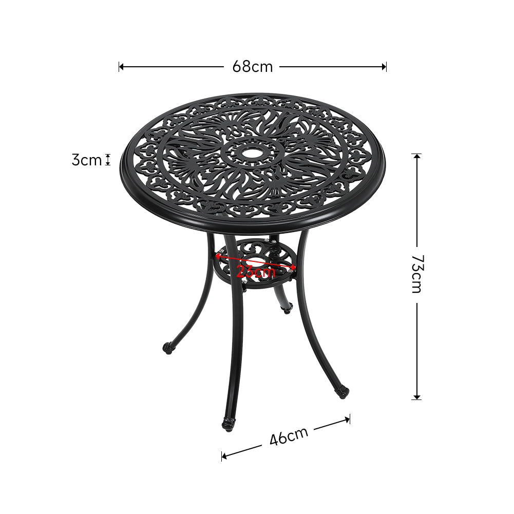 68cm Hollow Poinciana Round Patio Table with Umbrella Hole
