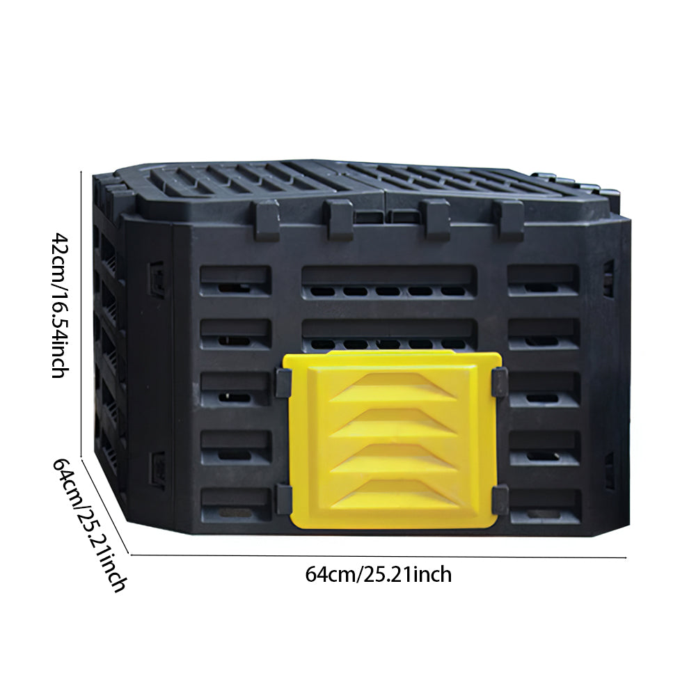 Dimensions of 180L black compost storage box – space-saving garden composter with lid