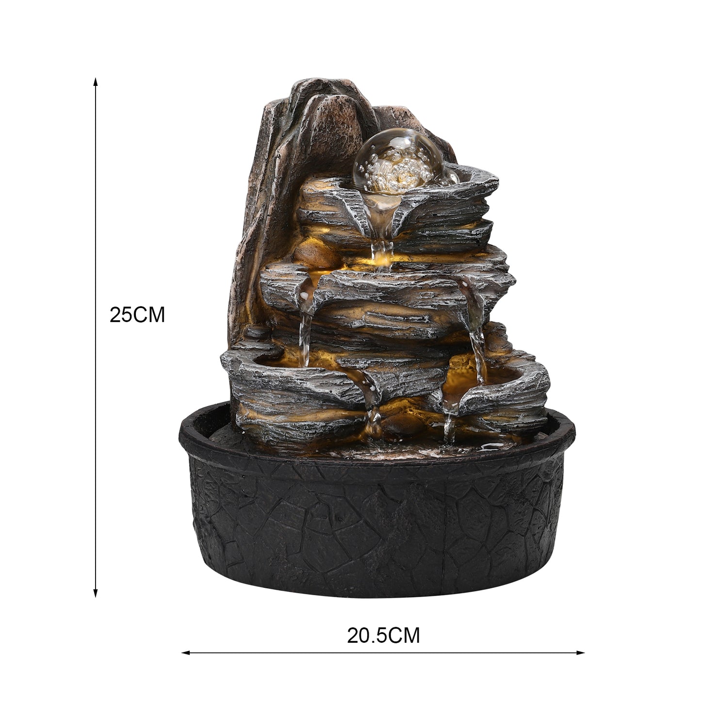 Tabletop Water Fountain with LED Crystal Ball Decor