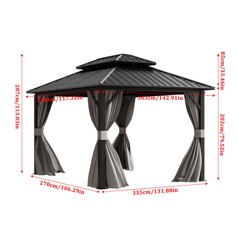 12x10ft Patio Gazebo with Detailed Dimensions and Specifications