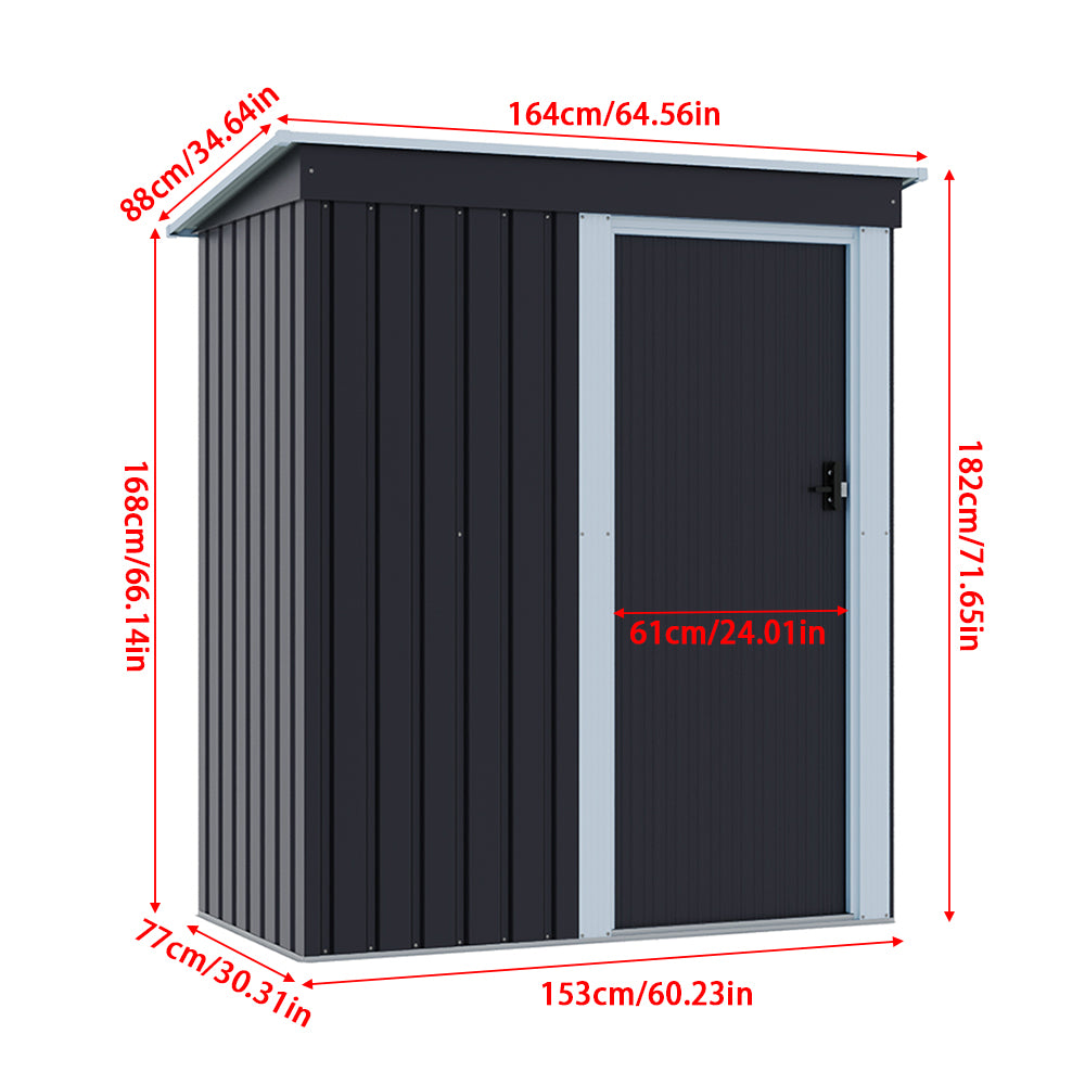6x3ft outdoor shed size guide – detailed dimensions of charcoal black metal garden storage shed
