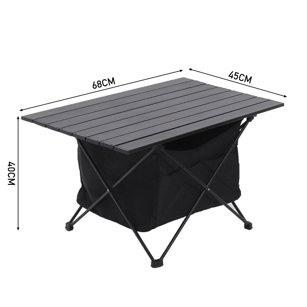 Camping Table Foldable Aluminium Roll Up Top Portable Outdoor Use