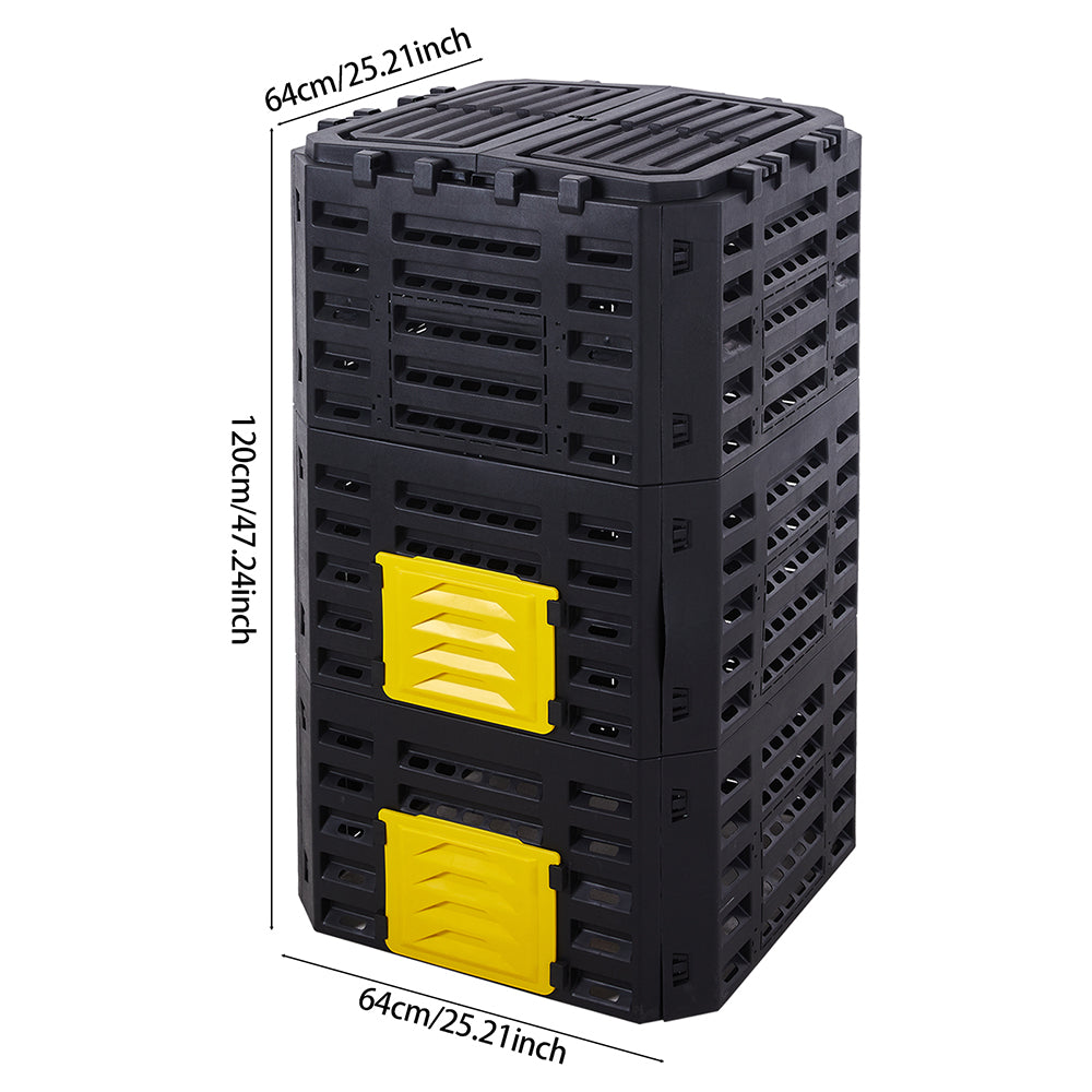 180/340/500L Black Plaste Garden Compost Storage Box