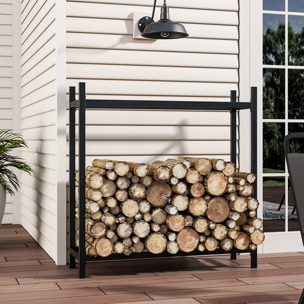 Black Metal Powder Coated Firewood Logs Holder