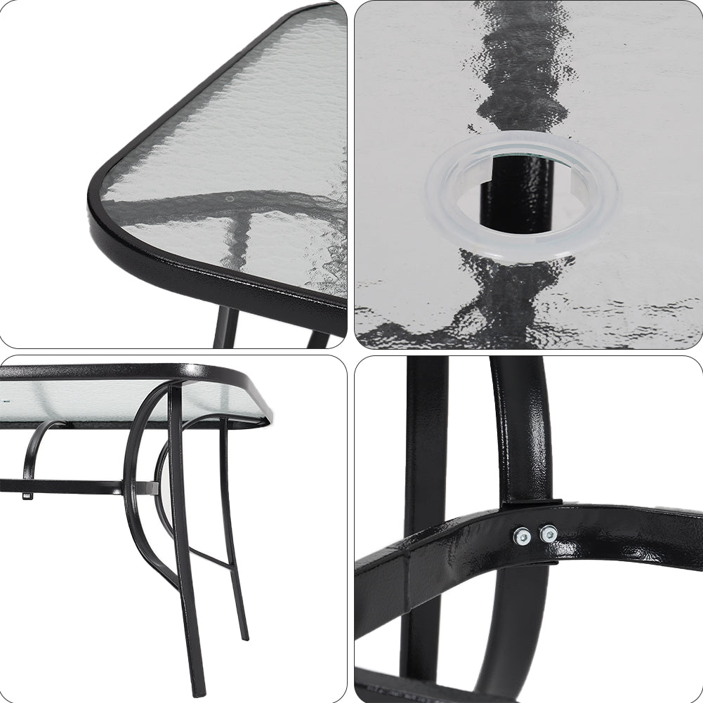 Rectangular Garden Patio Table with Folding Chairs