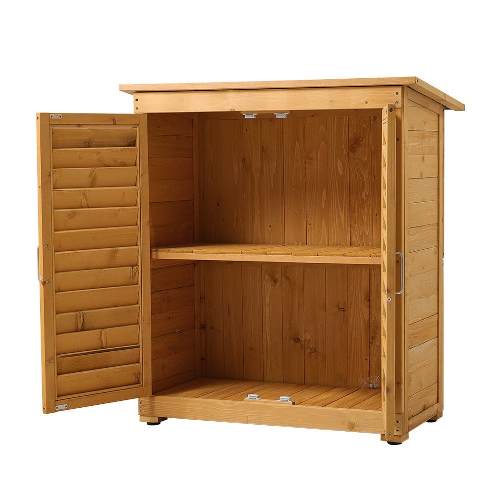 Compact 3x2ft Wooden Garden Tool Shed – Freestanding Outdoor Storage Cabinet on White Background