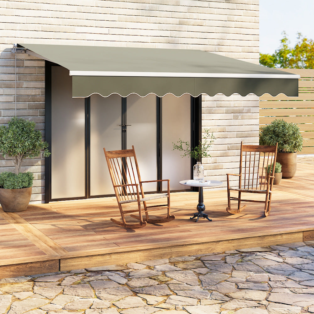 79/98/138/157 inch Grey Outdoor Retractable Patio Canopy Awning for Door Window