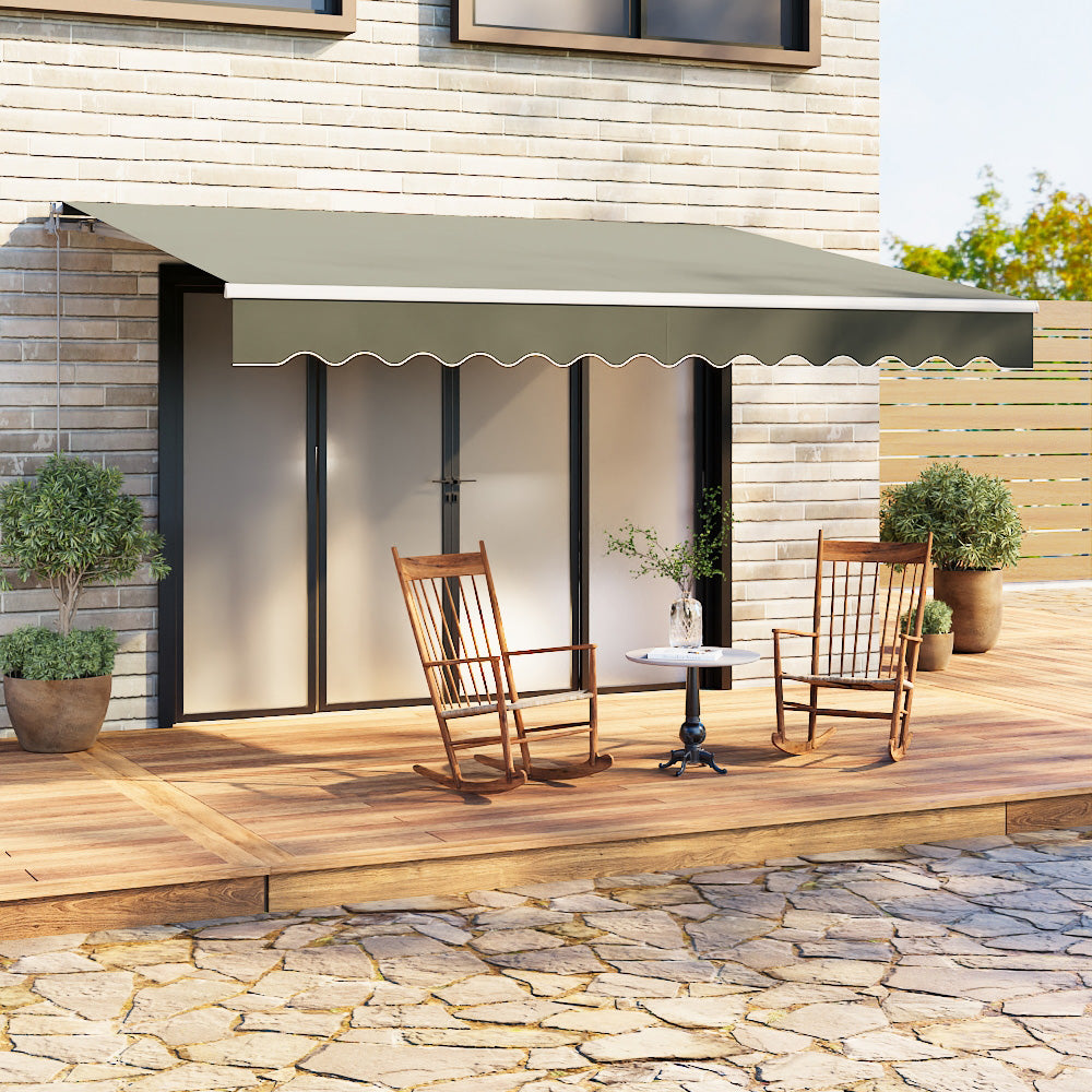79/98/138/157 inch Grey Outdoor Retractable Patio Canopy Awning for Door Window