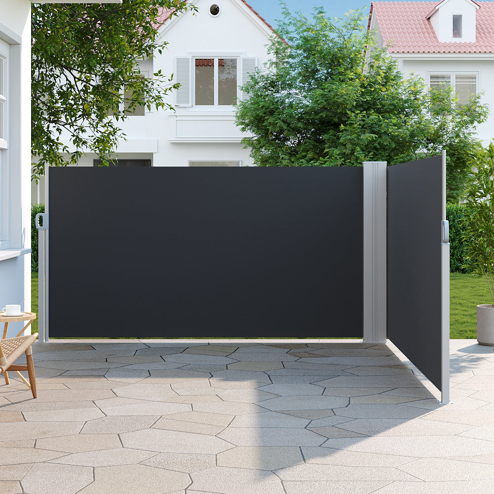 63/71 inch Grey Retractable Side Privacy Awning for Garden Terrace