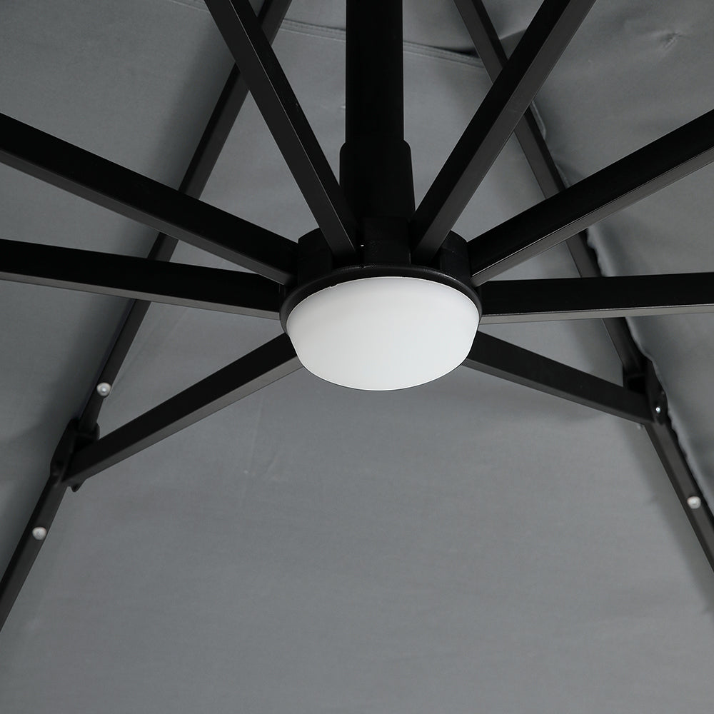 3M Garden Square Cantilever Parasol Umbrella with LED Lights