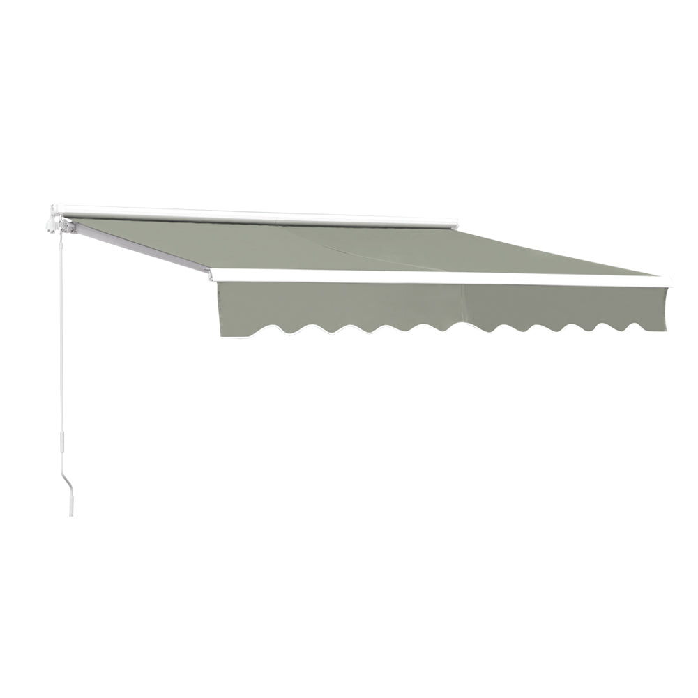 200cm Manual Retractable Awning with Aluminum Frame – Neutral Fabric Sun Shelter