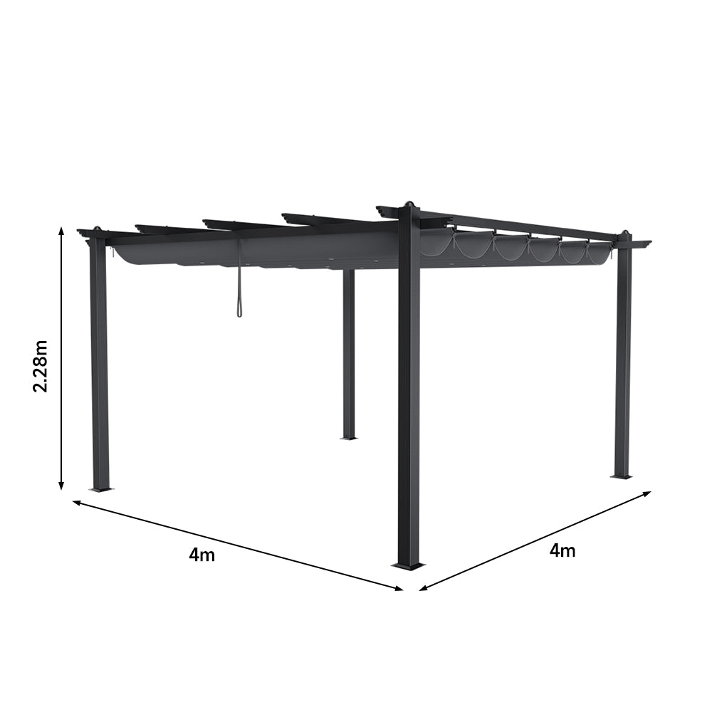 4x4m Pergola Dimensions – Technical Drawing with Full Measurements