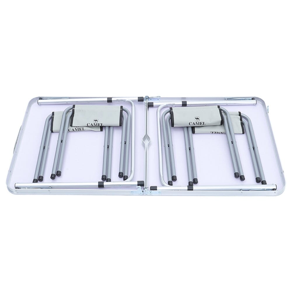 Portable Aluminium Folding Picnic Table with 4 Stools Garden Dining Sets Living and Home
