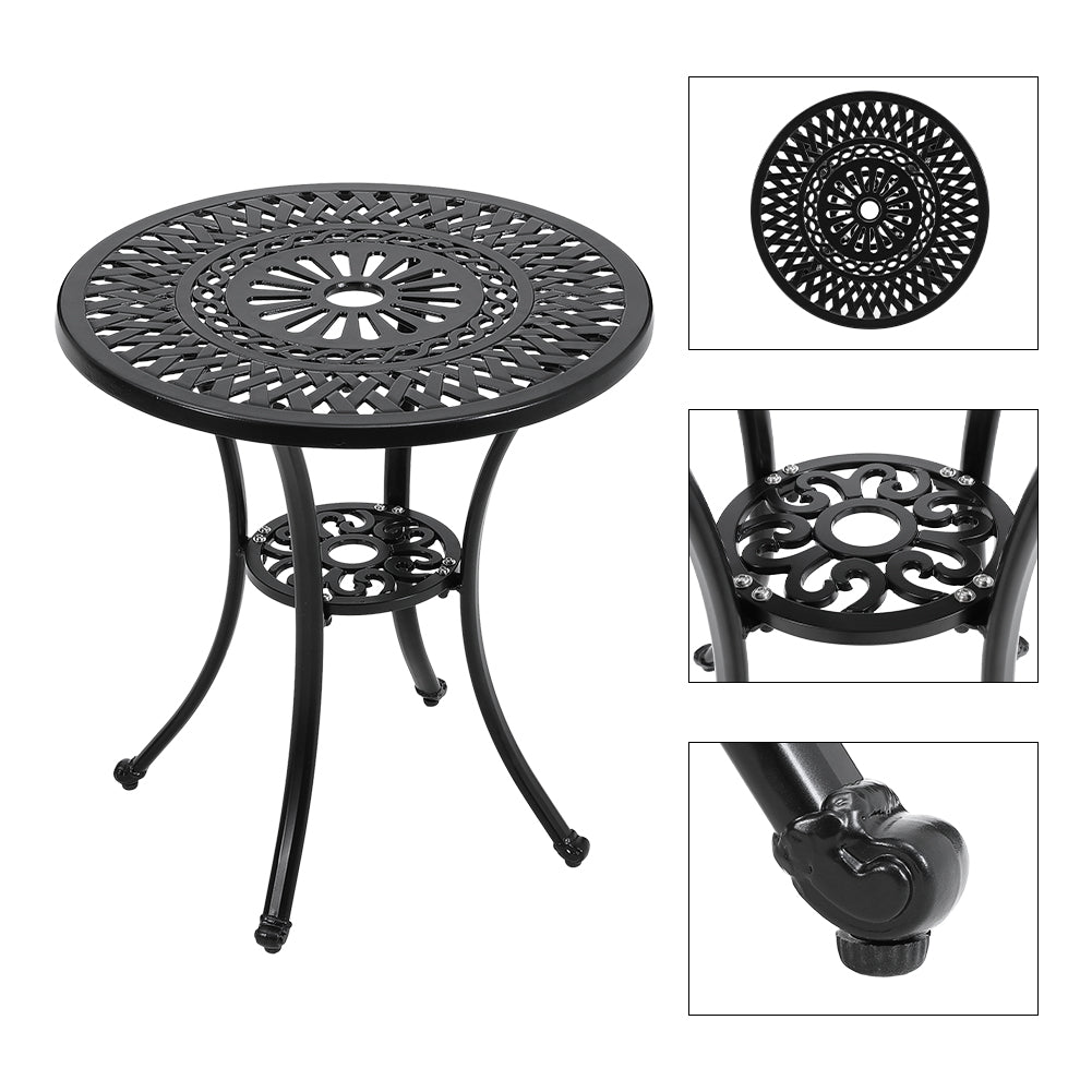Close-Up of Sunflower Pattern and Umbrella Hole on 60cm Cast Aluminum Patio Table