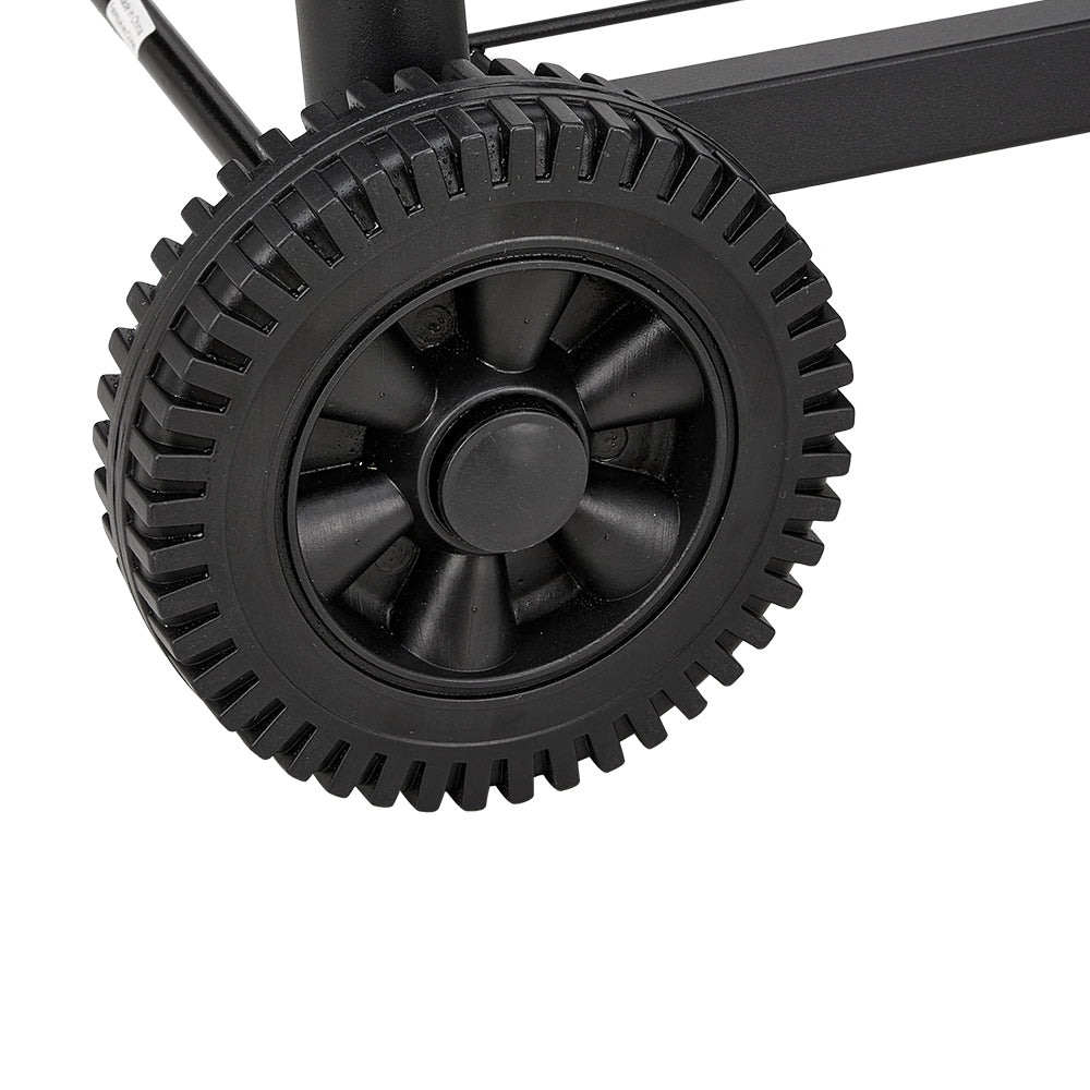 Black Outdoor Garden Charcoal Grill with Wheels and Side Table