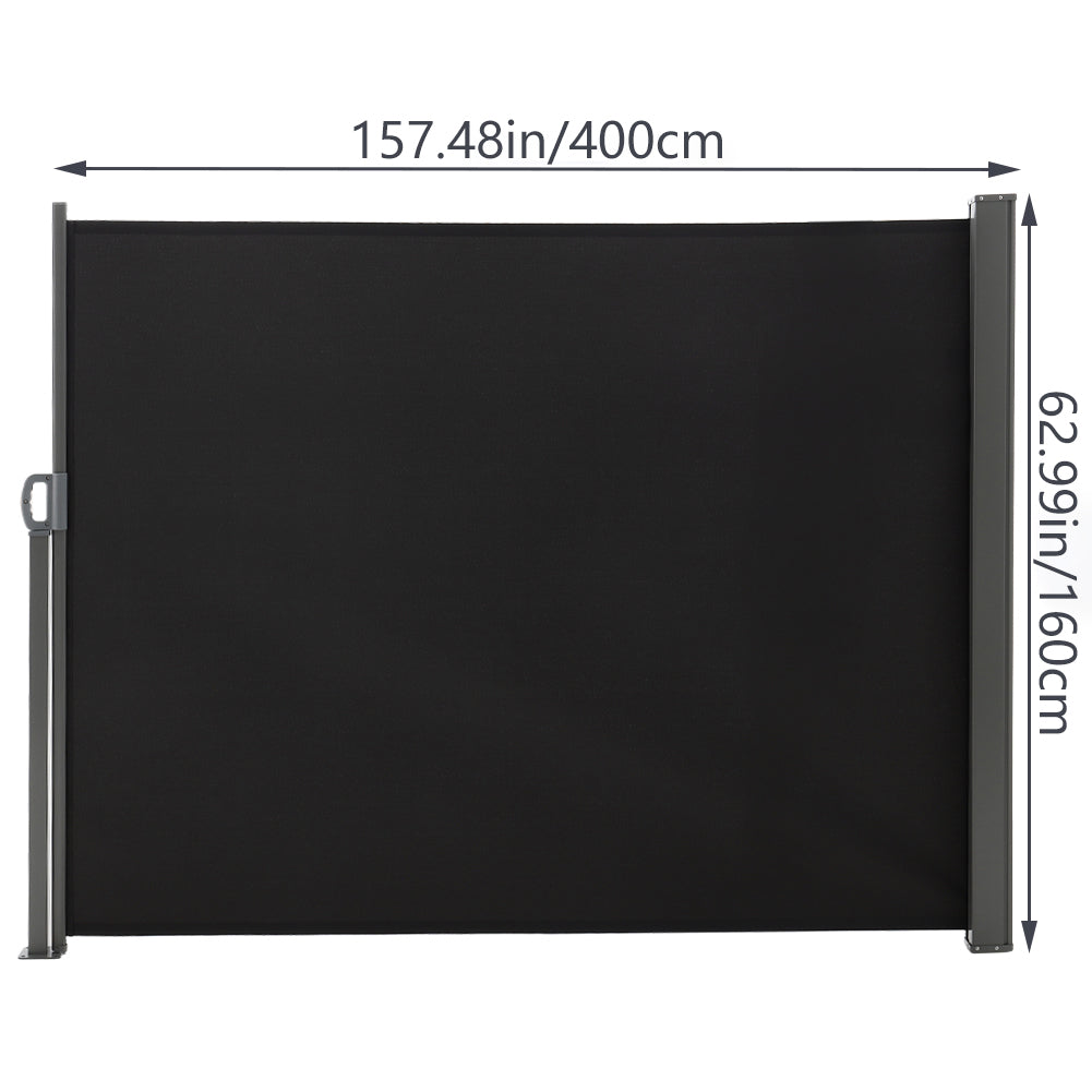 Dimensions of 160cm x 400cm Grey Outdoor Side Awning – Retractable Wind Privacy Screen for Patio or Balcony
