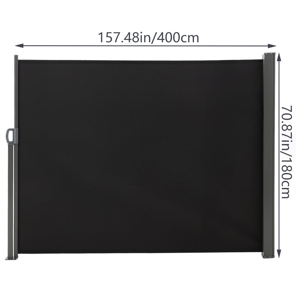 Dimensions of 180cm x 400cm Grey Retractable Privacy Screen – Side Awning for Garden, Porch or Patio